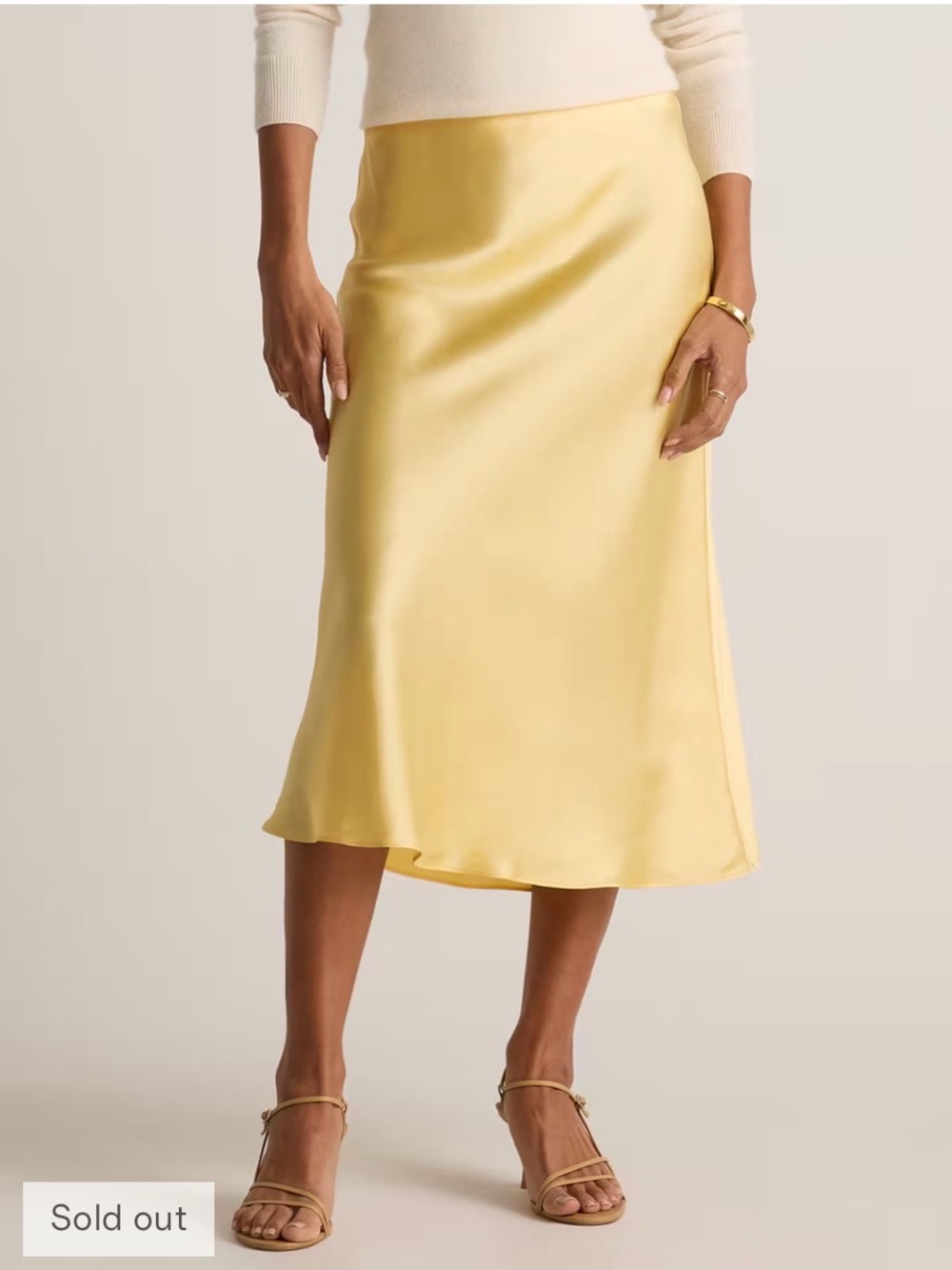 Quince Washable Silk Skirt - Butter Yellow Size L - Picture 3 of 8
